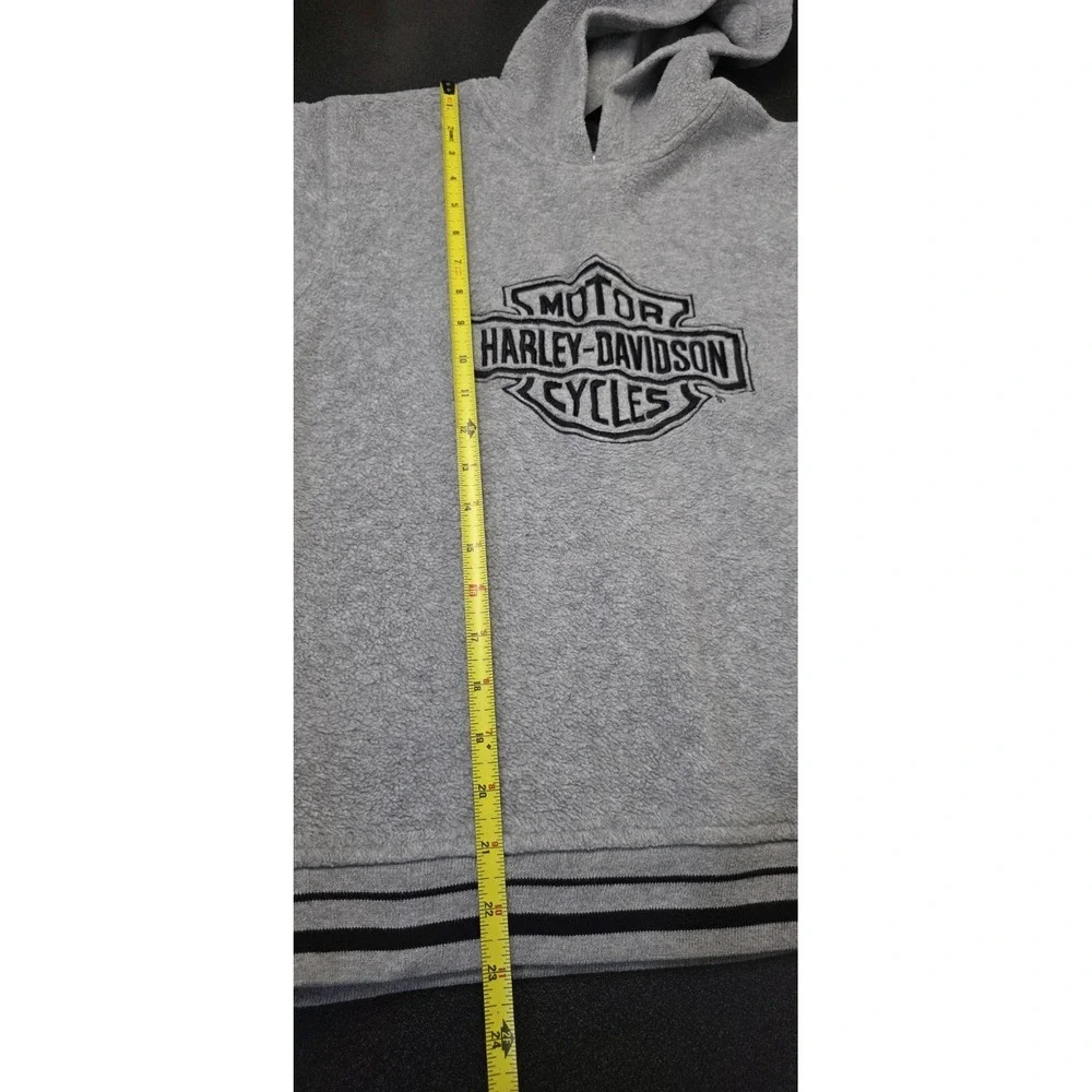 Harley Davidson Fleece Hoodie Sweatshirt Kids M 12/14 Embroidered Logo Gray Moto